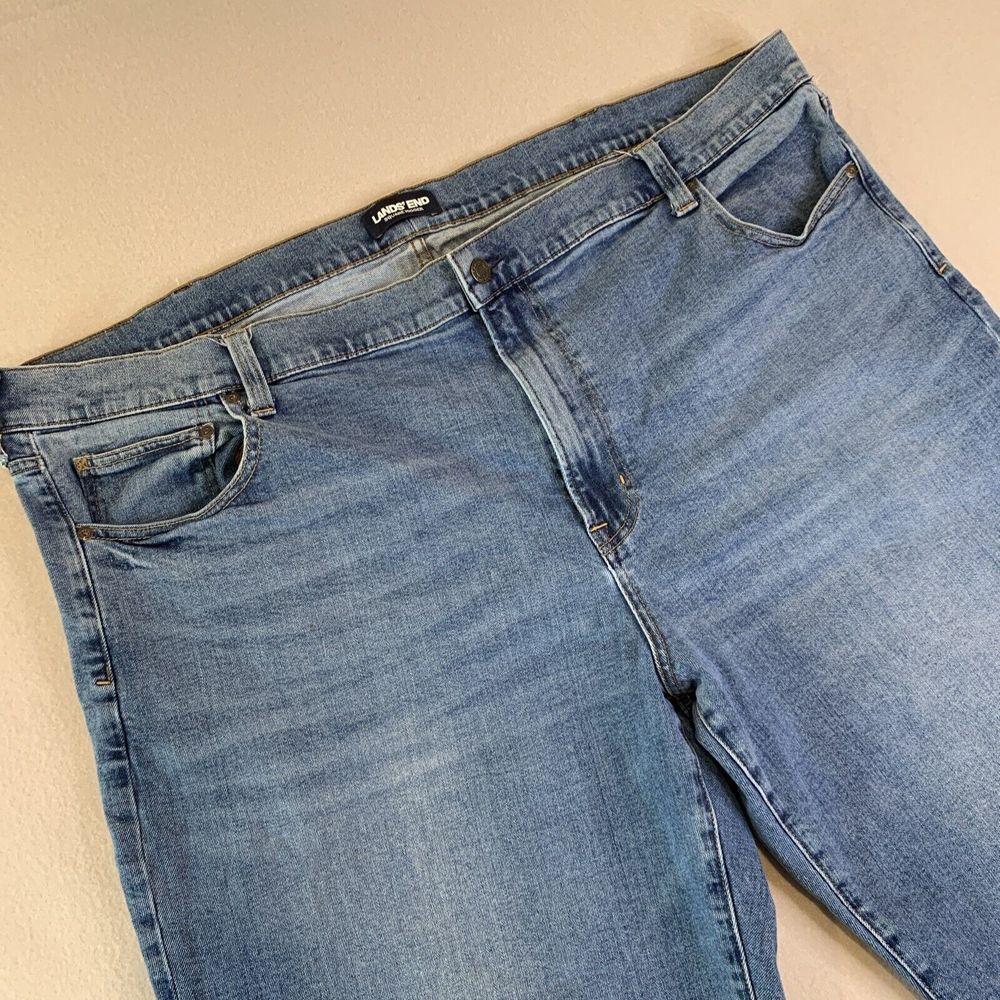 Lands End 50T Square Rigger BLUE Jeans Mens Traditional Fit 50x30 EXCELLENT